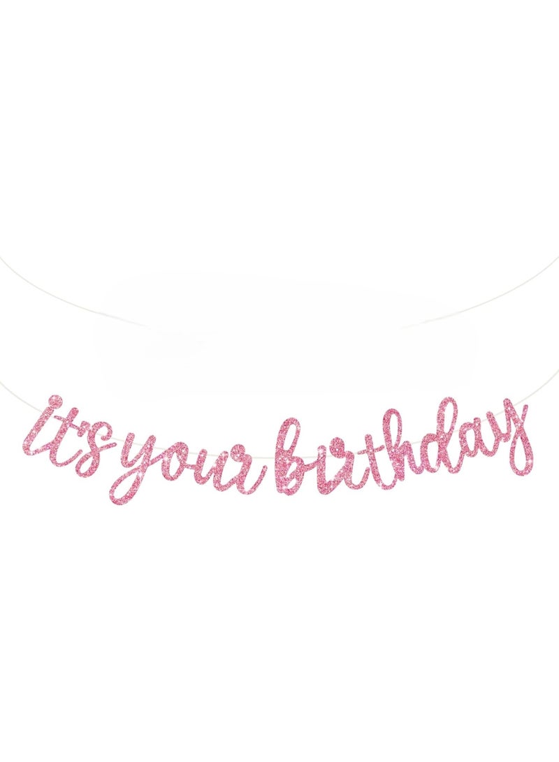 Pink Birthday Banner - 11.4 ft, No DIY Required - Happy Birthday Banner